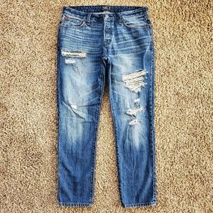 Abercrombie & Fitch Ames Slim Boyfriend Blue Jeans Womens Size 4 27 Distressed